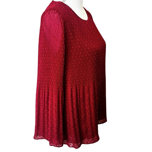 Max Studio Jaquard Red Flare Sleeve Blouse Size M - Picture 2 of 8